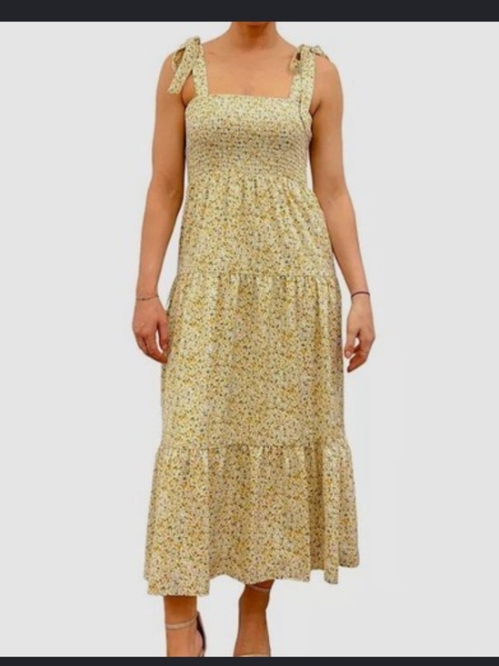 Dresses & Skirts - Sam edelman yellow floral tiered maxi dress womens 8